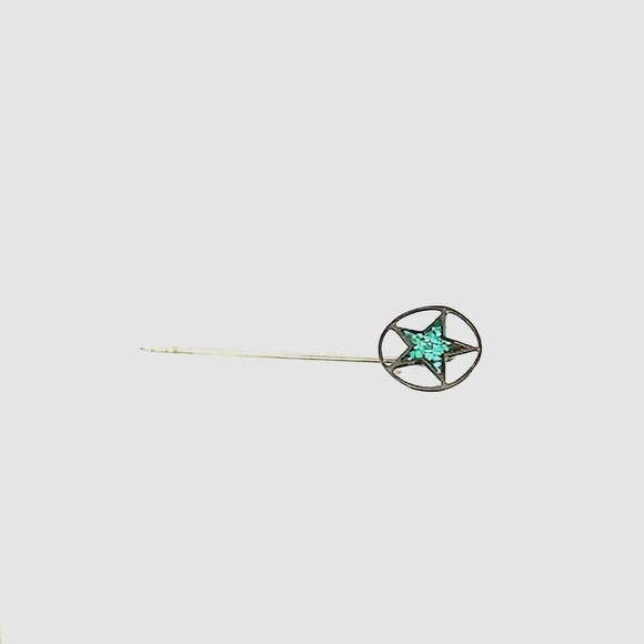Vintage Estate Silver‎ & Inlaid Turquoise Open Star Stick Pin! 21 - Picture 5 of 6